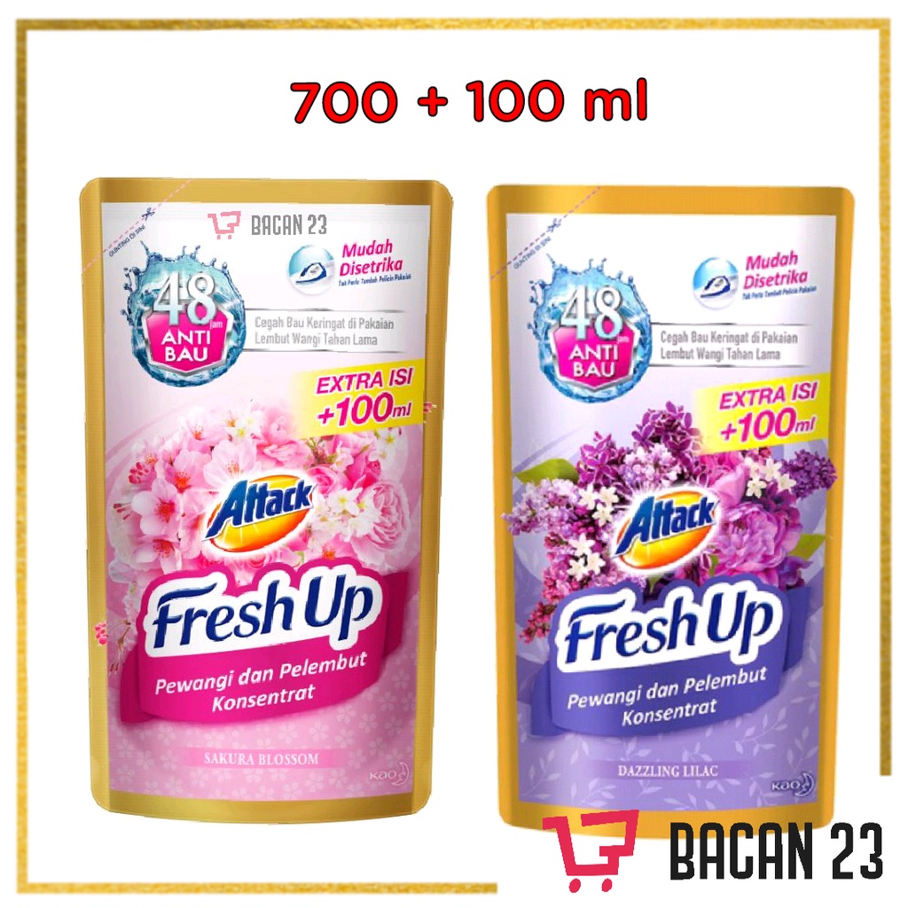 Attack Fresh Up Softener ( 800 ml ) ( Sakura Blossom - Dazzling Lilac ) / Pewangi Pakaian / Bacan 23