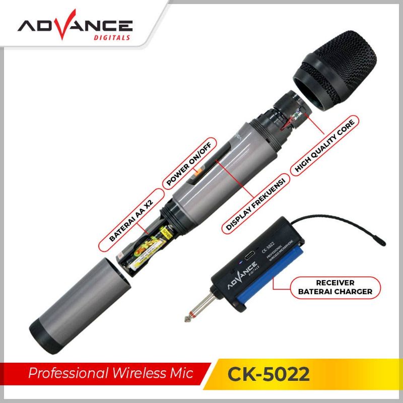 Advance MIC CK-5022  Microphone Wireless Professsional Mic Karaoke Double Tanpa Kabel mik wireles CK-5022