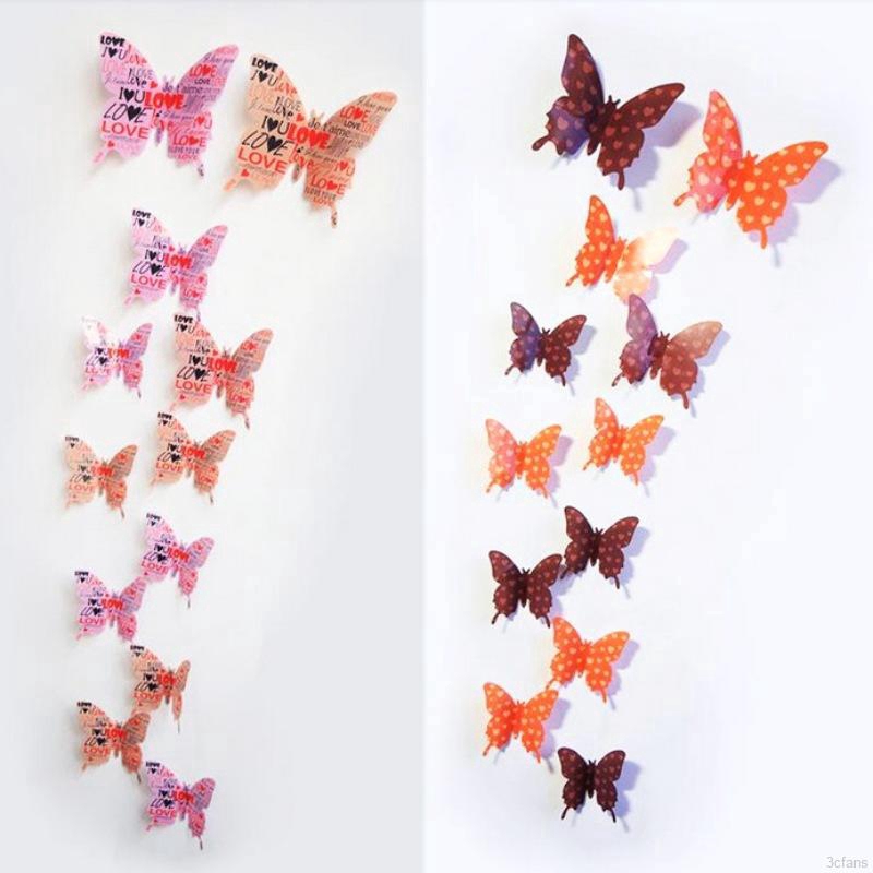 Goodhome Stiker Dinding 3d 12 Kupu Kupu Anti Air Untuk Dekorasi Rumah