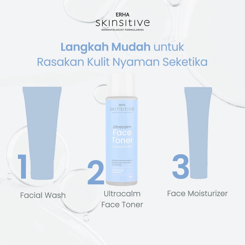 ERHA Skinsitive Ultracalm Face Toner|Face Wash 80g - Kulit Sensitif Moistturizer Skin Barrier