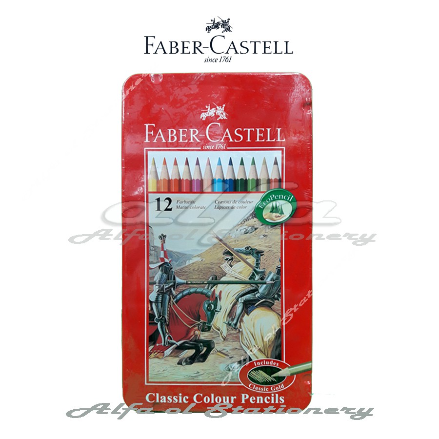 Classic Colour Pencil 12 Tin Case Faber Castell - Pensil Warna 12c Kaleng