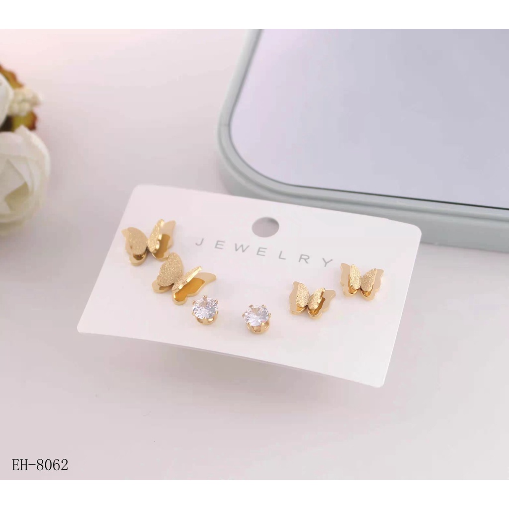 Anting titanium perhiasan fashion 8087,8062