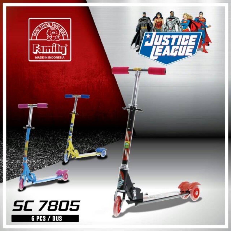 Scooter Anak Family Special Justice League SC 7805 Sekuter Skuter Batman Superman Wonder Woman