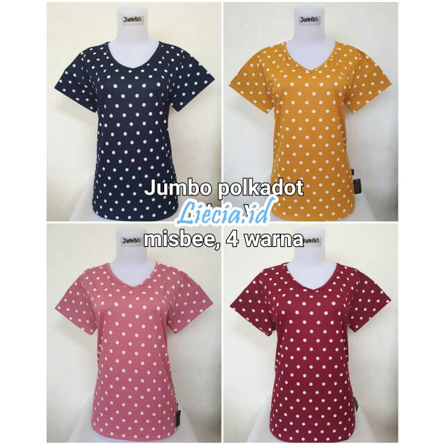 Baju Murah Polkadot Kaos Oblong Wanita Jumbo  Big Size 