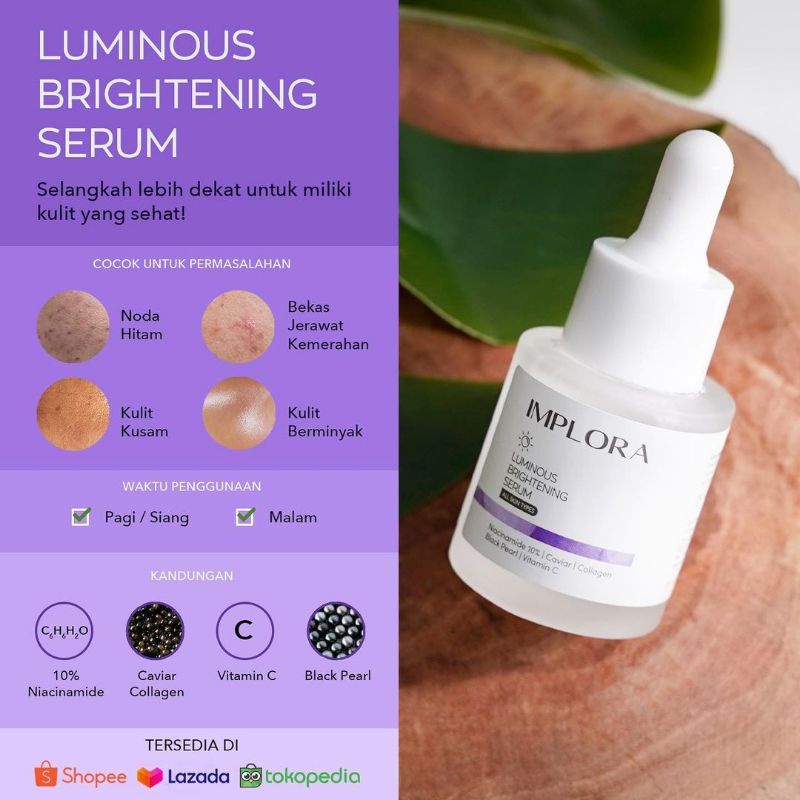 SERUM IMPLORA 20ML IMPLORA SERUM ACNE PEELING SERUM MIDNIGHT SERUM BRIGHTENING SERUM IMPLORA SERUM WAJAH MURAH SERUM NIACINAMIDE EXFOLIATING SERUM PENGANGKAT SEL KULIT MATI SERUM JERAWAT PENGHILANG BEKAS JERAWAT SERUM BPOM MURAH