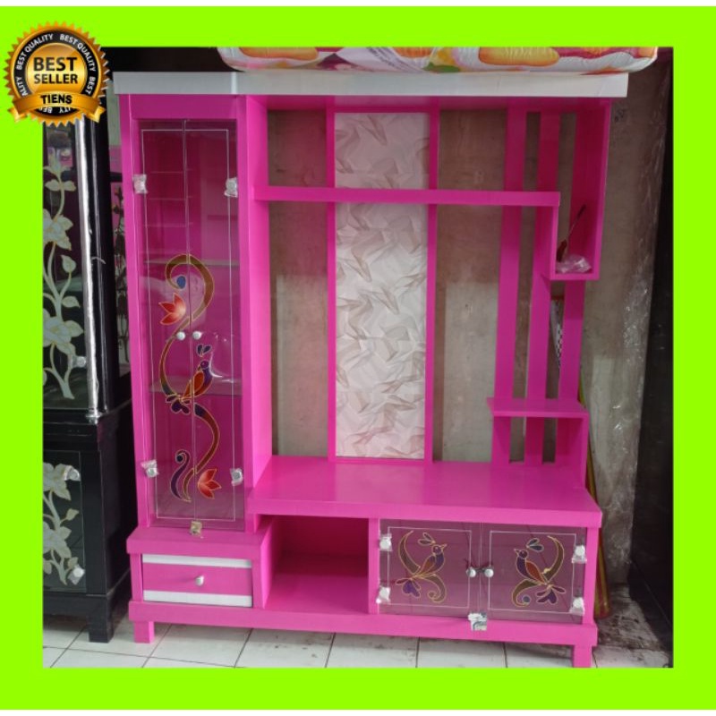 bupet tempat tv minimalis / bupet warna pink