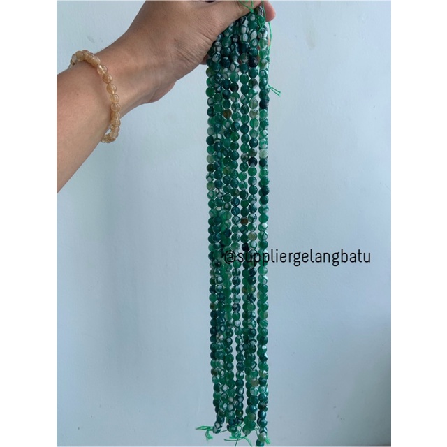 bahan CUTTING GREEN WHITE PERSIAN JADE 8mm batu import putih hijau