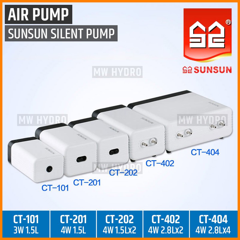 SUNSUN CT-402, Silent Air Pump, Aerator / Pompa Udara 2 Lubang