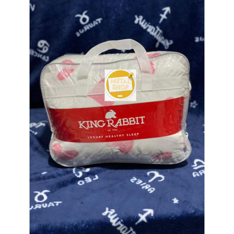 King Rabbit Thermal Blanket Selimut Fleece Motif New Love Pink