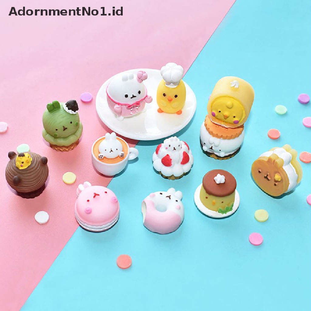 (AdornmentNo1) 10pcs / Set Hiasan Cabochon Resin Motif Kartun Dessert 3D Untuk Scrapbook (ID)