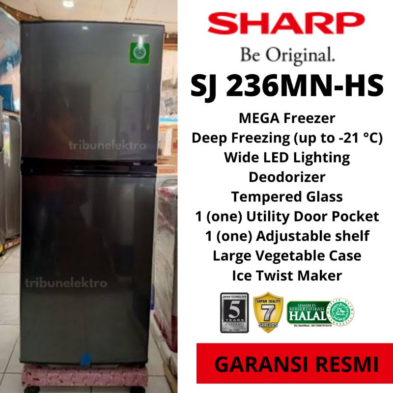 KULKAS SHARP 2 PINTU POLOS SJ236MN-HS LOW WATT TANPA BUNGA ES TOKO ELEKTRONIK TEGAL BREBES PEMALANG