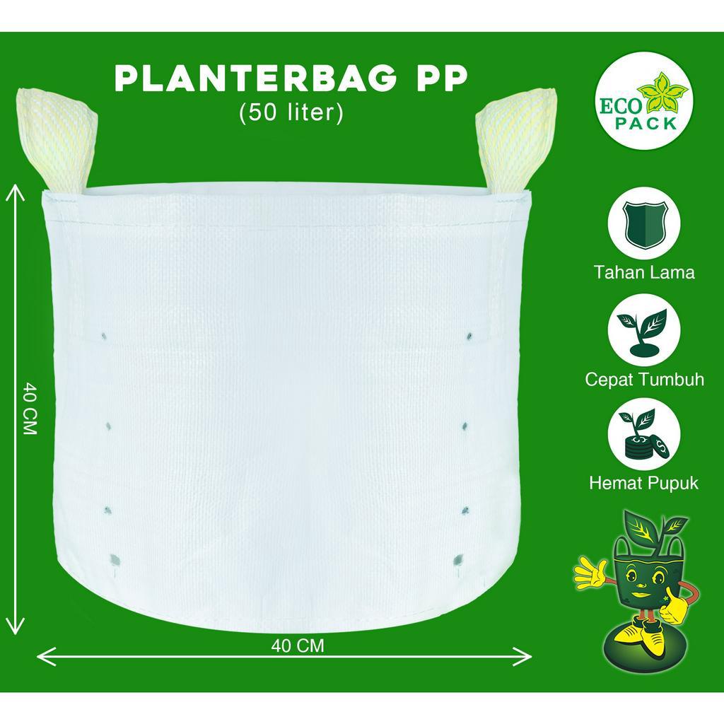 Termurah Obral Planter Bag Eco Pack 50 Liter Putih Bahan PP Tebal Berkualitas
