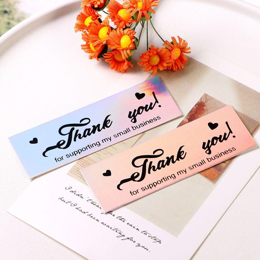 Solighter 100PCS Kartu Ucapan Terima Kasih Gift Package Decor Untuk Eceran Online Label Ucapan