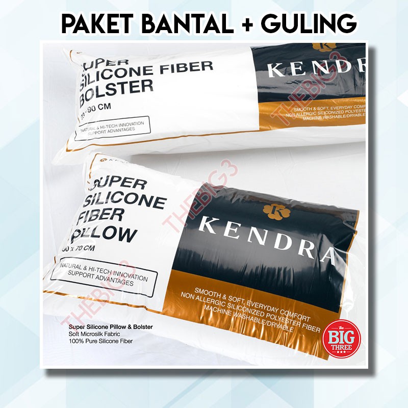 KENDRA - Paket Bantal + Guling Silikon - Soft Pillow Bolster - Super SIlicon grade AAA - Tidur