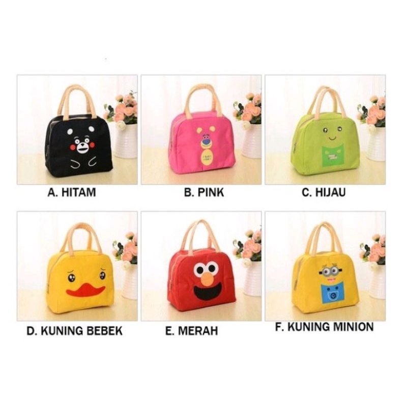 Tas Bekal Tas Lunch Bag Lucu gambar Wajah Karakter  Tas Insulation Bag