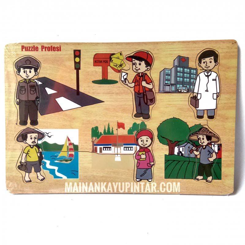 Mainan Kayu Pintar Buy 1 Get 1 Puzzle Kayu Profesi (Free Puzzle Kayu Buah)