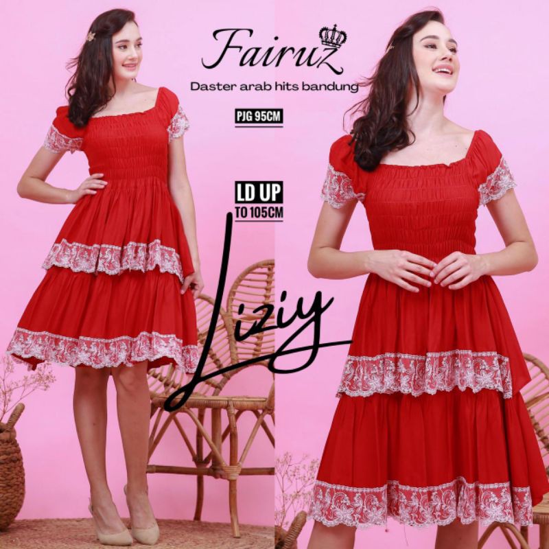 Daster Arab FAIRUZ LIZIY Mini Dress Kerut Smoke