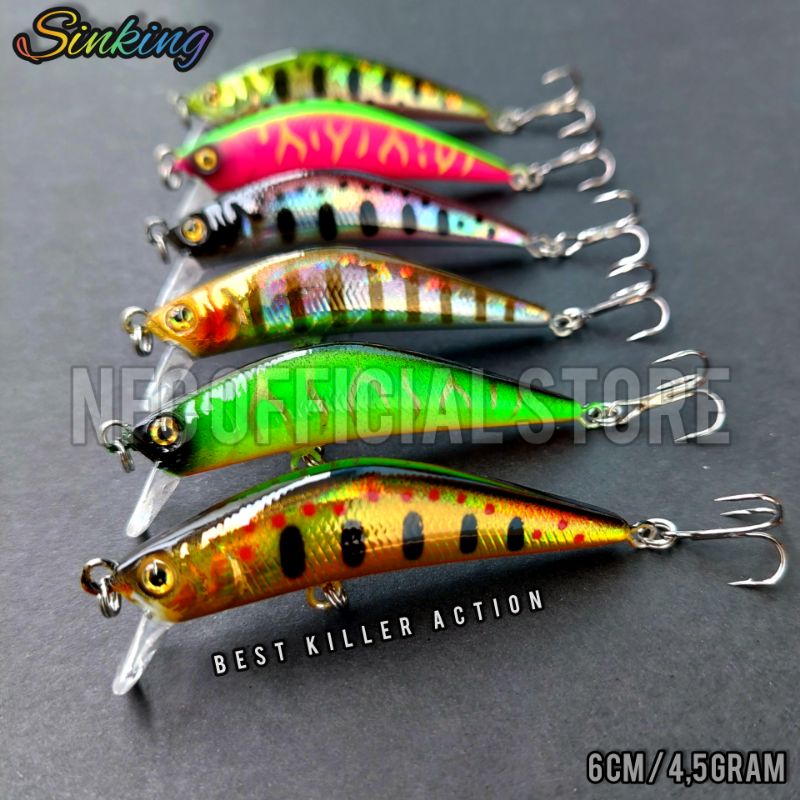 Lure minnow sinking 6 cm 4,5 gram BEST KILLER ACTION