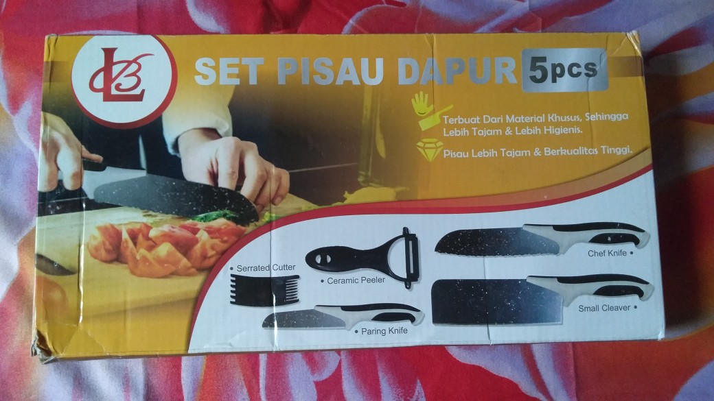 Set Pisau Dapur Isi 5pcs Hitam / Pisau Set 5pcs Murah Grosir