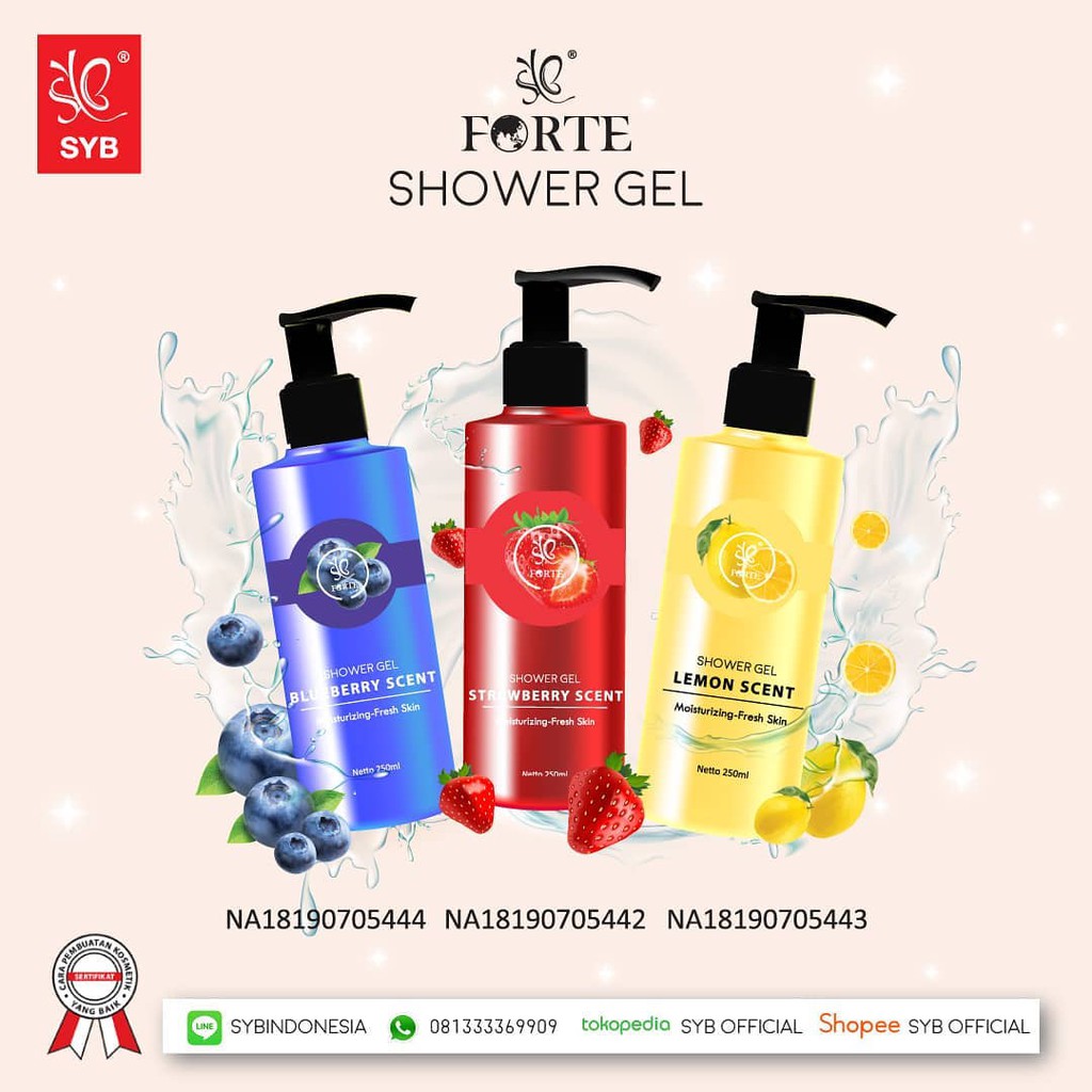 SYB FORTE SHOWER GEL STRAWBERRY-BLUEBERRY-LEMON SCENT - SABUN MANDI STROBERI SYB ORIGINAL