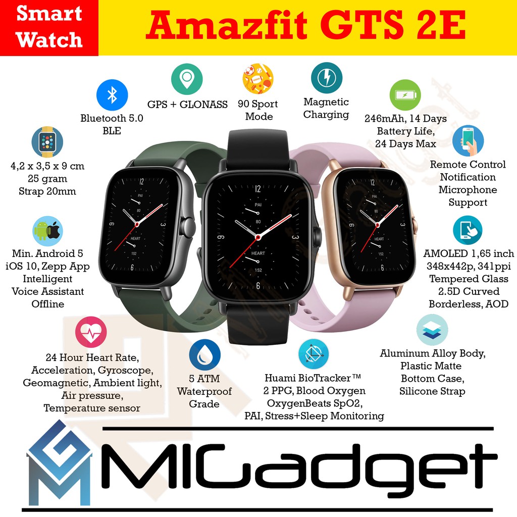Amazfit GTS 2E 2 E Jam Tangan Digital Smartwatch Sport Garansi Resmi