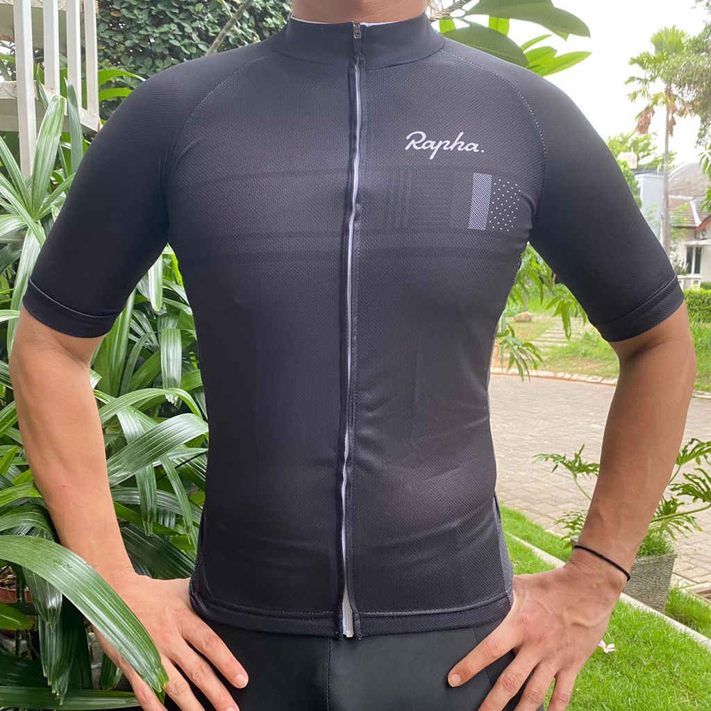 Atasan Jersey Sepeda Rapha Roadbike Import High Quality / Kaos Jersey Sepeda Gowes Lengan Pendek Hij