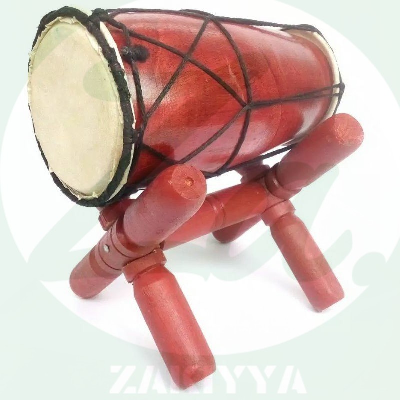 Alat Musik Kendang + Dudukan Diecast Kayu Miniatur Kayu Alat Musik Pukul Kendang Grosir Murah Rebana