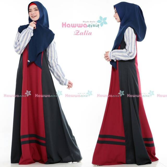 Gamis Syari Polos Casual Toryburch mix Linen Zalia Ori Branded by Hawwa Aiwa READY