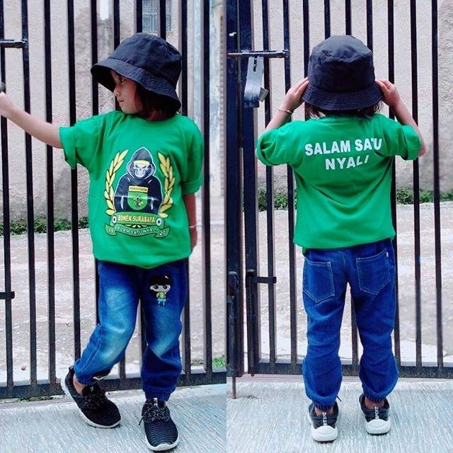 Kaos anak persebaya salam satu nyali wani kaos anak persebaya persib usia 3-12