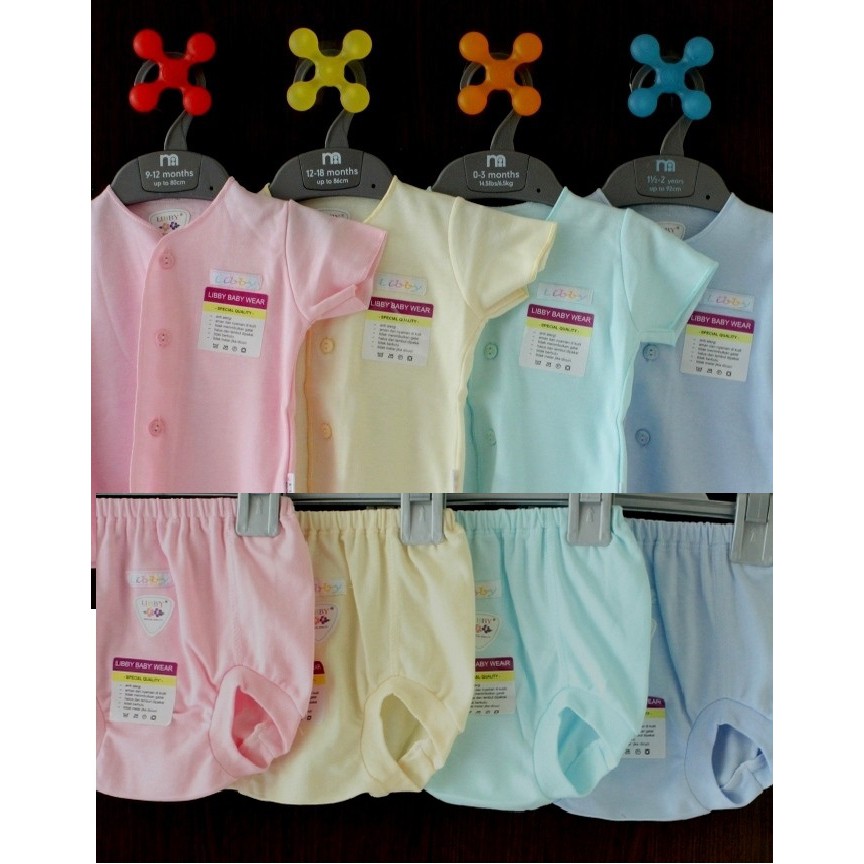 Setelan Pendek Polos Newborn Libby (celana pop   baju tangan pendek)