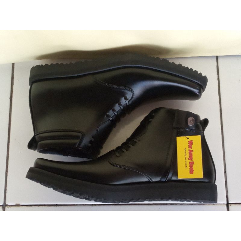 Sepatu PDH Dinas Sol Tebal kulit sapi asli  PDH Dinas POLRI TNI Security Size 39 sampai 47  by Wor Army Boots