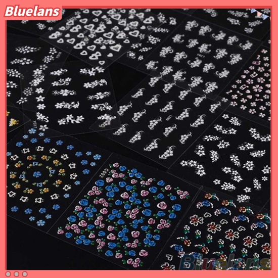 Bluelans 30 Lembar Stiker Nail Art Motif Bunga Campur Untuk Manicure DIY