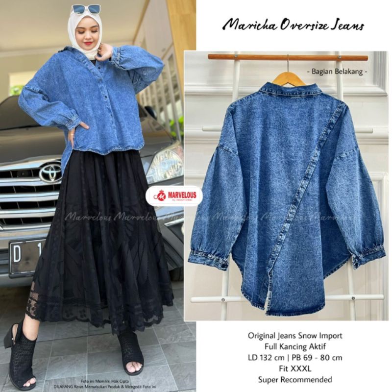 MARICHA OVERSIZE JEANS BY MARVELOUS / BLOUSE JEANS WANITA MUSLIMAH / blouse jumbo jeans