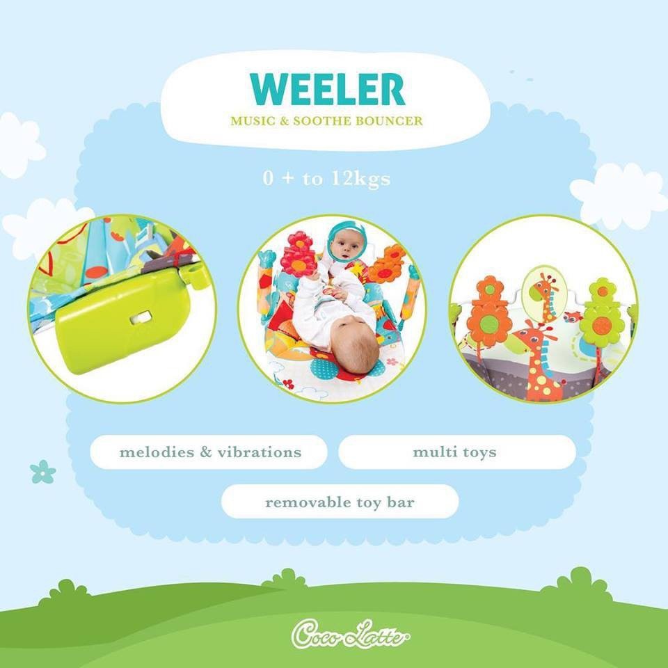 Bouncer Cocolatte 6956 Weeler Music &amp; Soothe Makassar kursi getar bayi