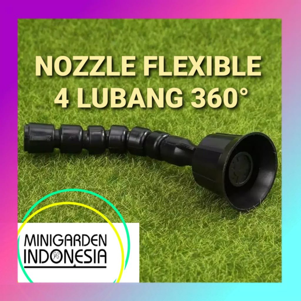 FLEXIBLE NOZZLE 4 LUBANG sprayer elektrik putar elastis spruyer mist fogger kabut irigasi taman