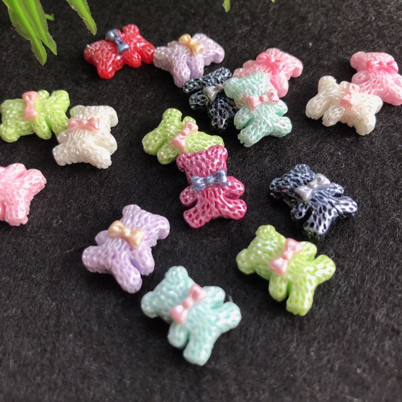 Resin Bear Boneka Beruang 12x10mm 10pcs Bahan Craft Jepit Rambut DIY decocase Tasbih Digital Blink