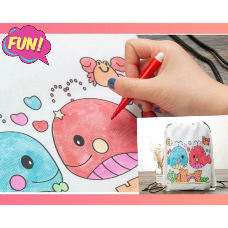 DIY colouring backpack / mewarnai tas