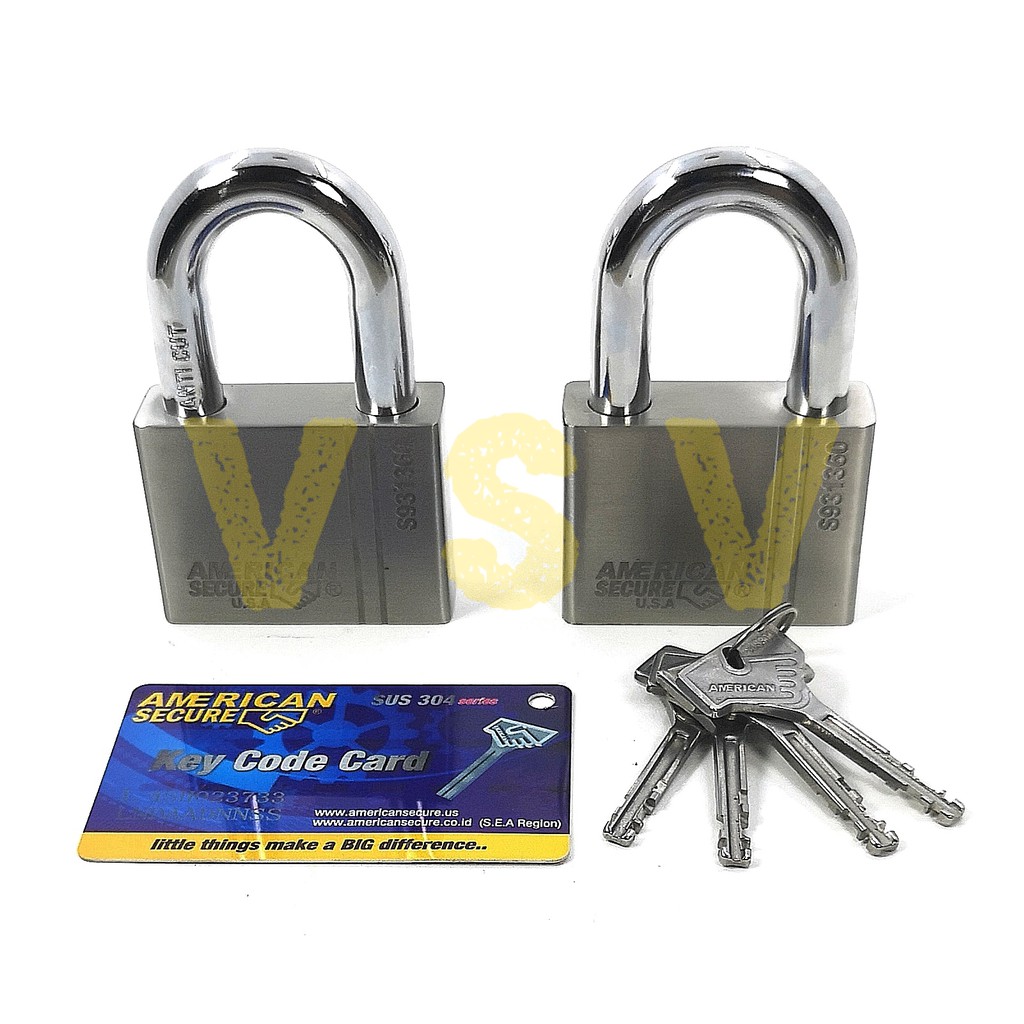 American Secure Gembok master key 60mm isi 2 / gembok rumah / gembok gudang