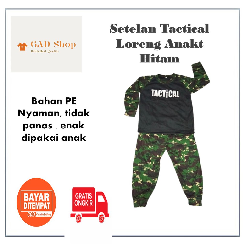 SETELAN KAOS ANAK LORENG ARMY TENTARA POLISI TACTICAL TNI HARIAN MURAH / BAJU LAKI-LAKI / PEREMPUAN