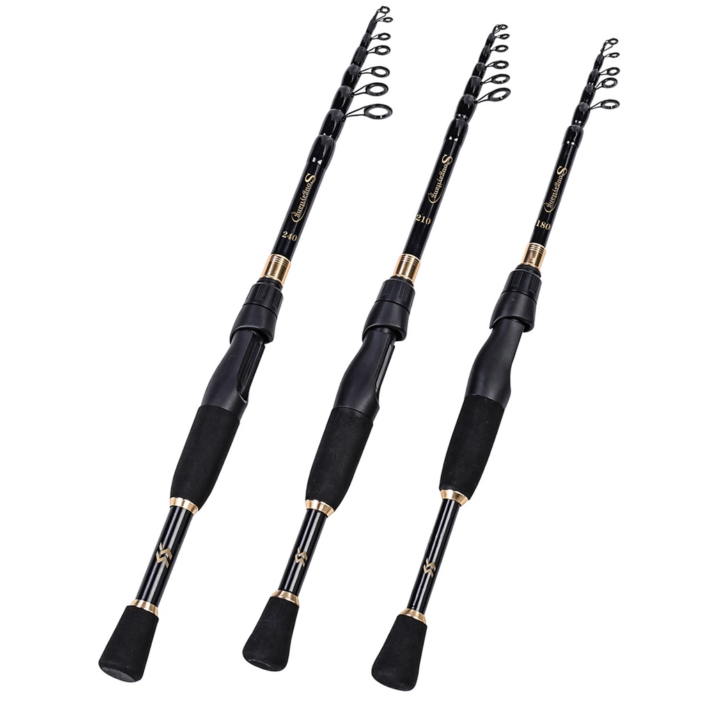 Sougayilang 1.8m/2.1m/2.4m Spinning Fishing Rod Carbon Fiber EVA Handle Joran Pancing Fishing Rod untuk Memancing Air Tawar