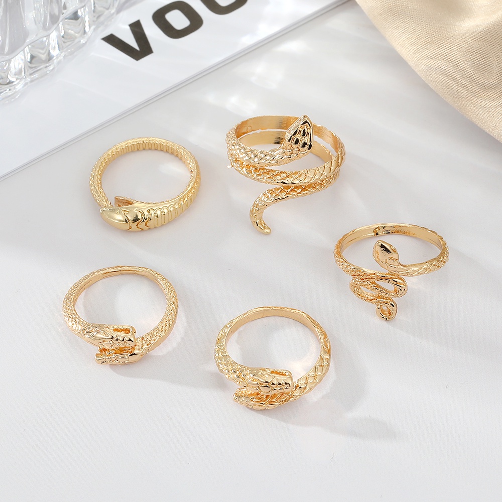 5pcs / Set Cincin Model Ular Untuk Wanita