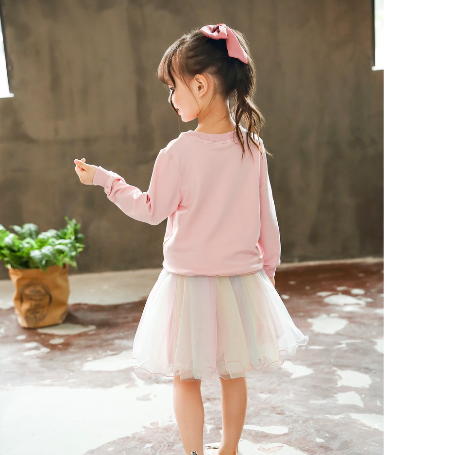 babyfit setelan UNICORN REAL baju sweater lengan panjang dengan rok tutu rainbow 721rp