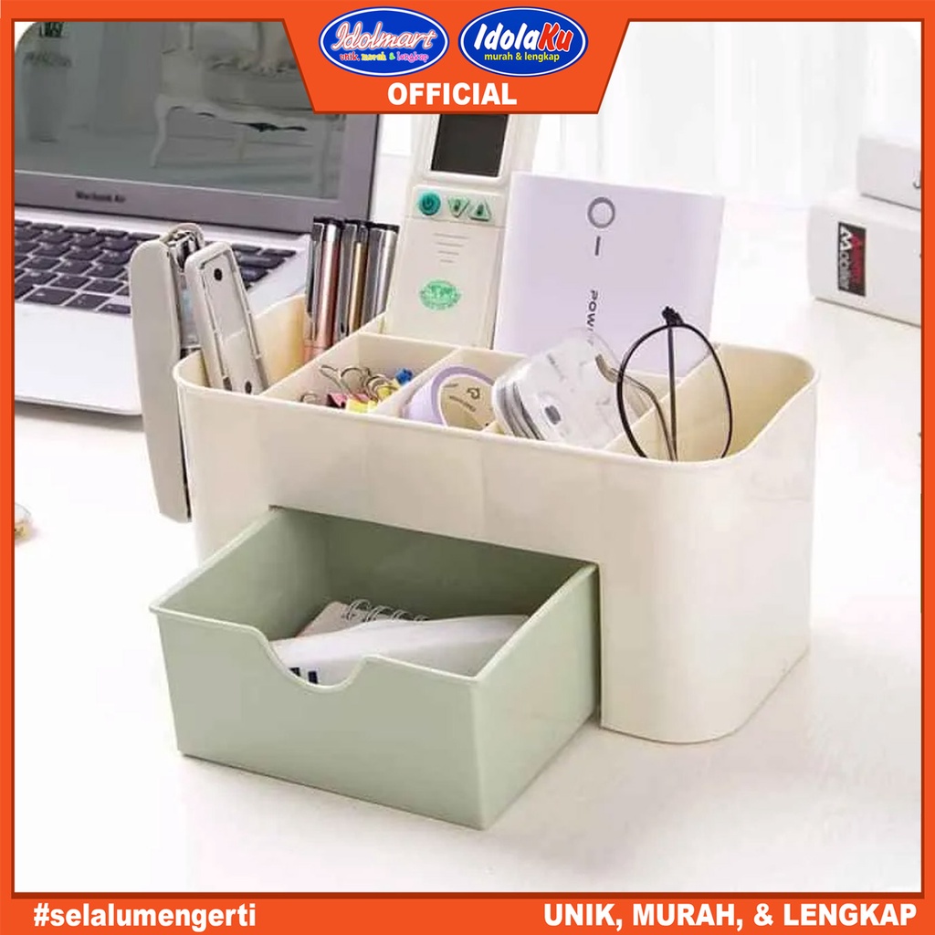 IDOLAKU Rak Kosmetik Mini / Laci Kosmetik Plastik Multifungsi / Organizer Kosmetik