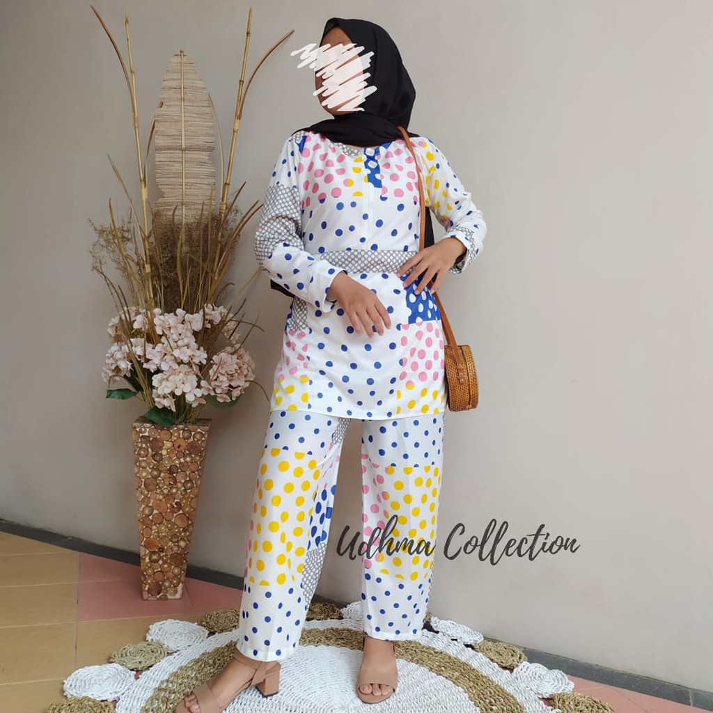 SETELAN MOTIF POLKA / ONE SET POLKADOT / SETCEL DAILY TERBARU