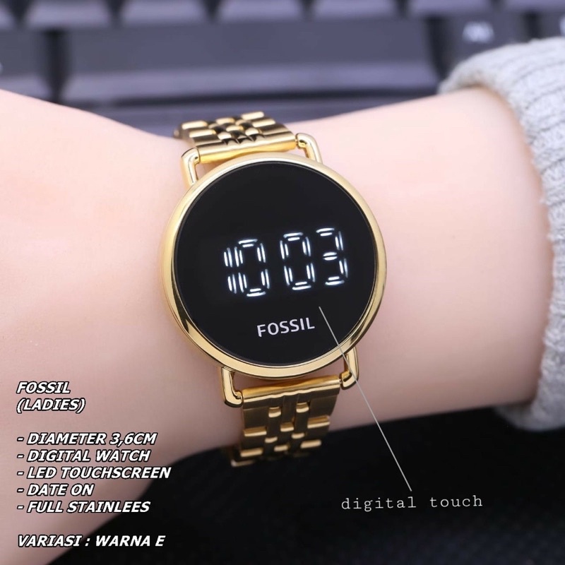 JAM TANGAN WANITA FASHION RANTAI BODY BULAT TANGGAL AKTIF LED TOUCHSCREEN