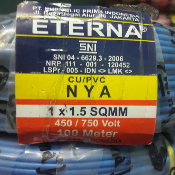 Kabel Eterna NYA 1x1,5 @100m 1x1.5 tunggal kawat