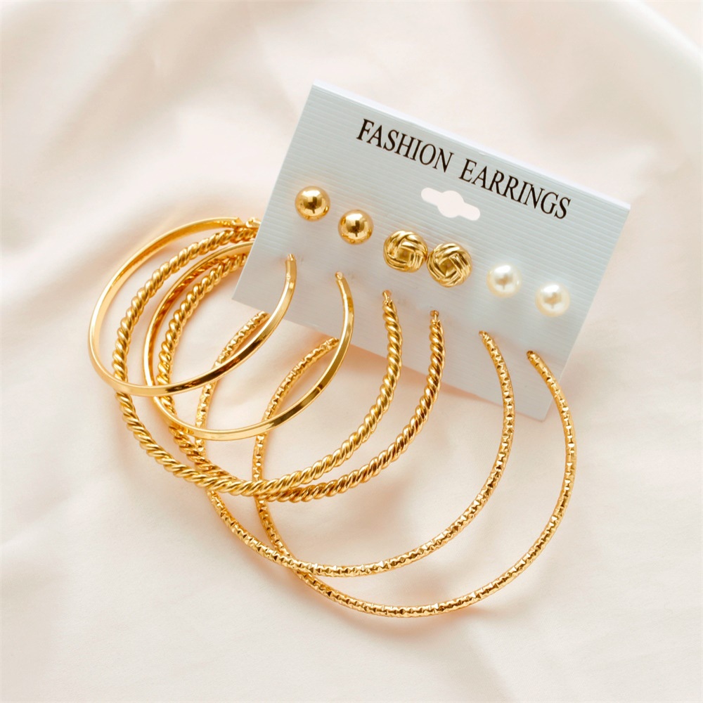 Set AntingWanita Anting Bohemian Geometric Hoop Women Earrings - Set Anting Hoop