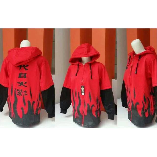 JAKET HOODIE KURAMA MERAH ANIME NARUTO