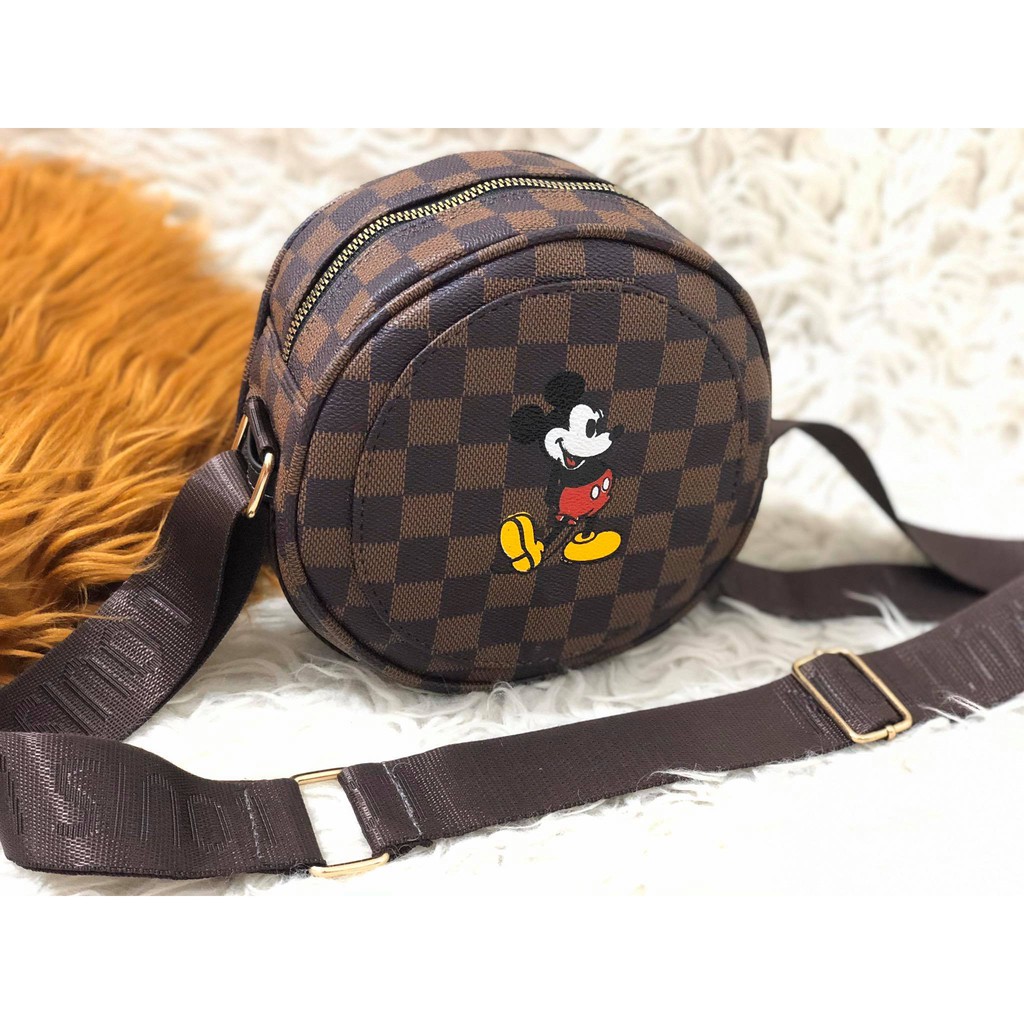 Tas selempang lv bulat mickey mouse tali bisban supeR