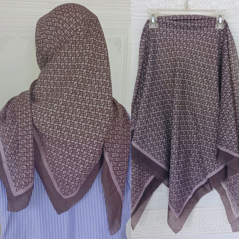 VOAL MOTIF 2IN1/HIJAB VOAL/VOAL DEEKA/DEEKA MOTIF/VOAL MURAH/HIJAB SEGIEMPAT/MOTIF MERAH PUTIH